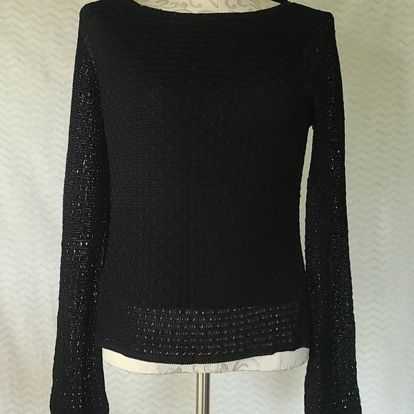 Emma James Tops - Emma James blk knitted long sleeve top W/ sequins